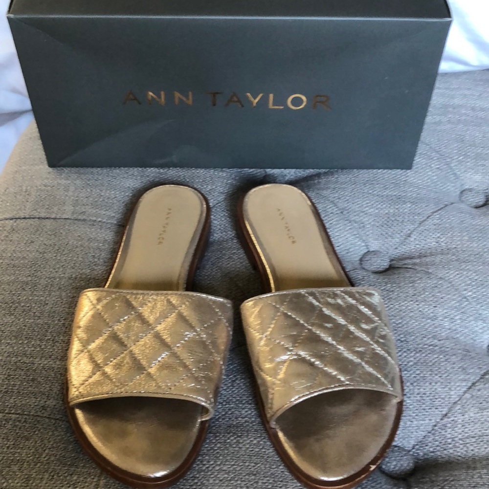 Ann Taylor Lyra Metallic Quilted Slide